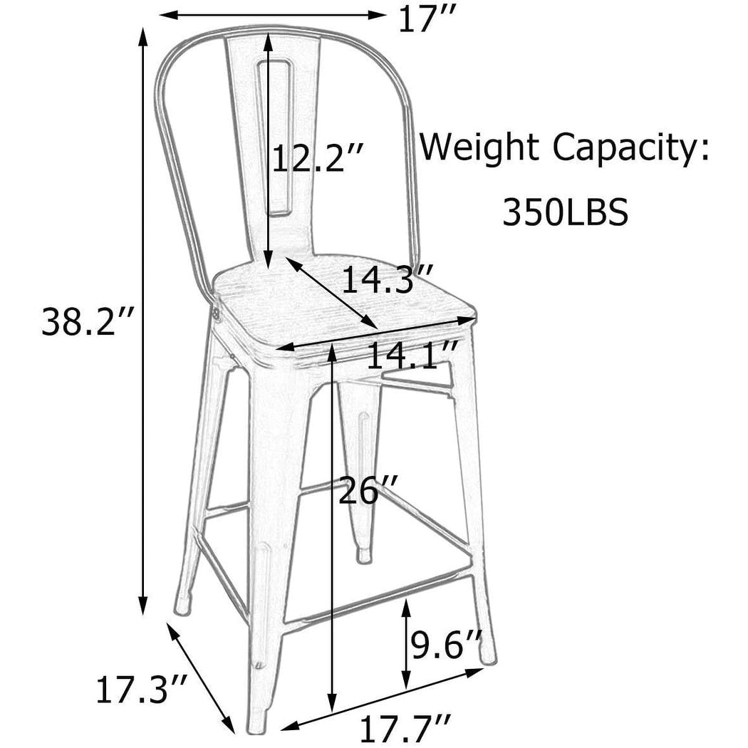 Tabourets de bar de ferme Andeworld, ensemble de 4 tabourets de bar à hauteur de comptoir - Ensemble de 4