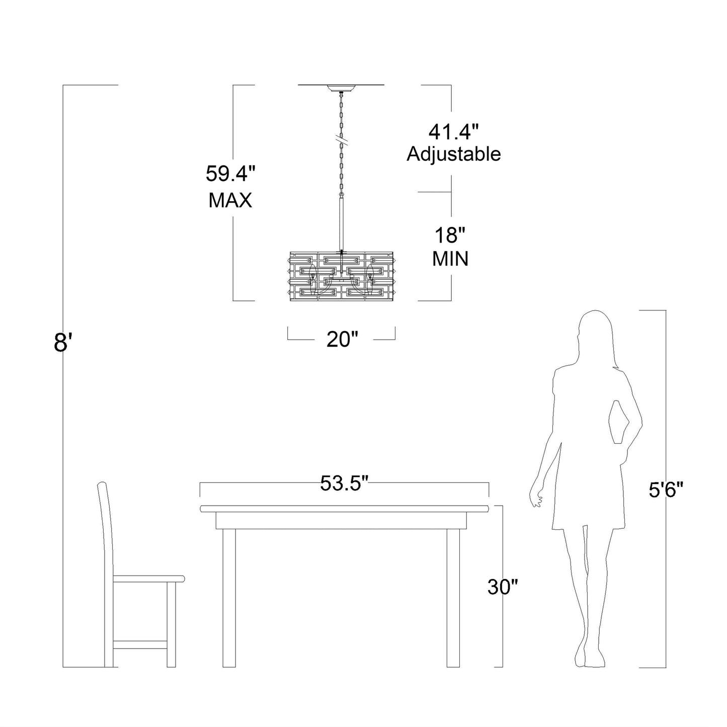 Lustre à abat-jour tambour Anita avec prisme en verre transparent