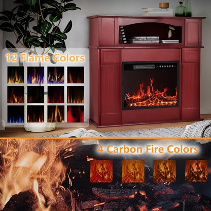 Cheminée électrique Bossin 43 avec manteau, insert de cheminée électrique de 23 pouces, meuble TV autonome avec foyer en bois