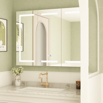 Armoire à pharmacie de salle de bain avec miroir LED antibuée 6 000 K, armoire murale blanche