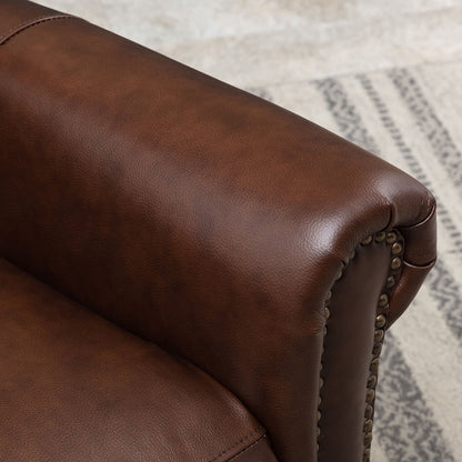 Fauteuil inclinable en cuir véritable avec accoudoirs et dossier confortables