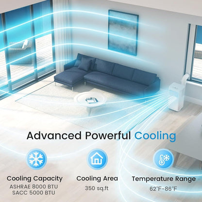 Climatiseurs portables Bossin 8 000 BTU (Ashrae), 5 000 BTU (SACC) 3 en 1 avec télécommande, refroidisseur d'air portable pour pièce silencieuse - 880 V