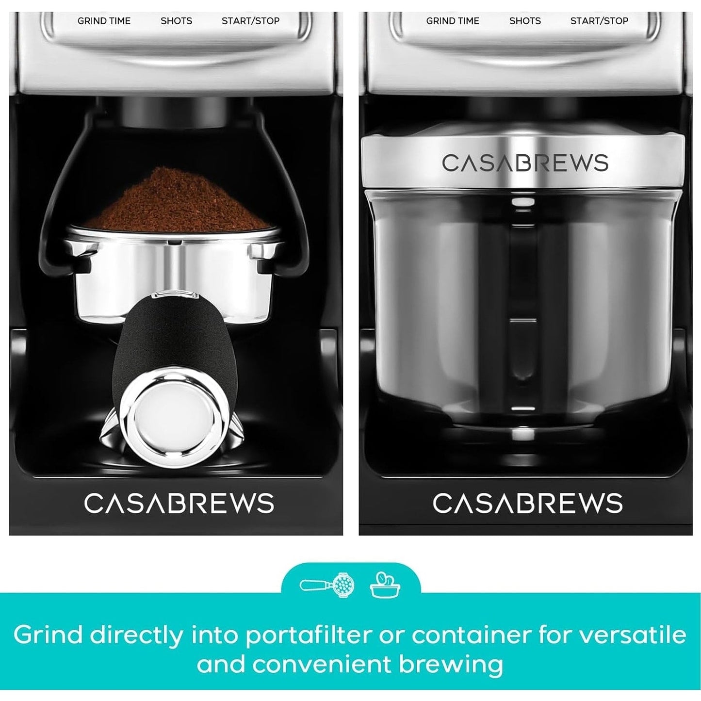 Moulin à café électrique CASABREWS Tornado à meules coniques argentées - N/A