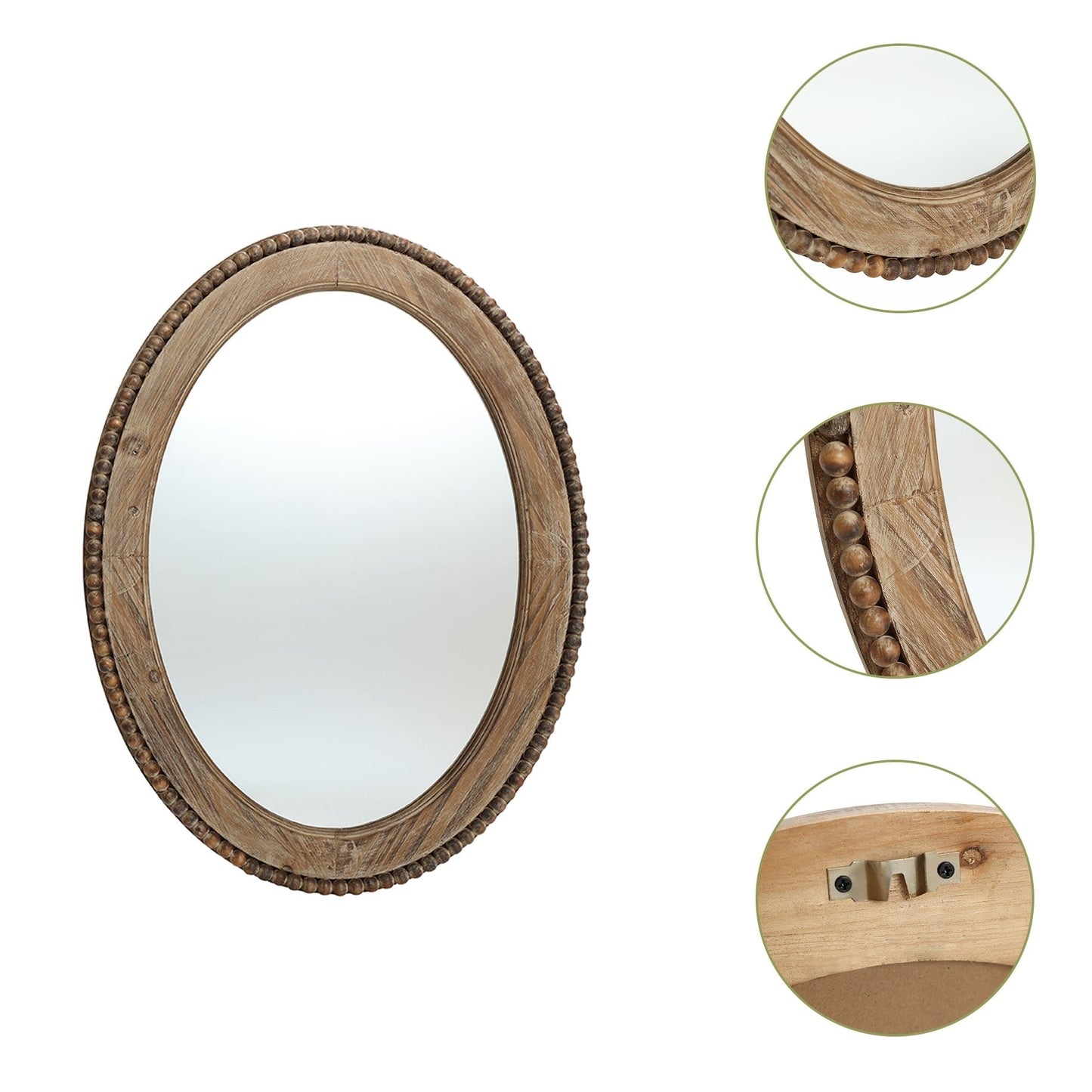 Miroir mural ovale de 81 cm avec cadre en bois Cameo, miroir mural de salle de bain - 81,9 cm H x 61 cm L x 3,2 cm P