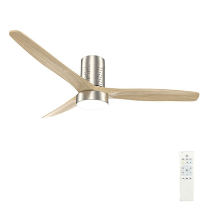 Ventilateur de plafond encastré de style campagnard de 52 pouces avec éclairage et télécommande, moteur CC réversible