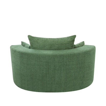 Fauteuil d'appoint en chenille, fauteuil rond avec base pivotante à 360 degrés et 3 coussins amovibles