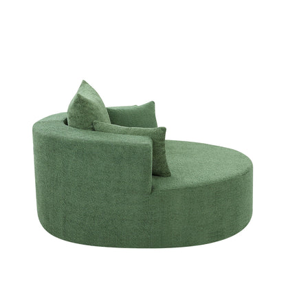 Fauteuil d'appoint en chenille, fauteuil rond avec base pivotante à 360 degrés et 3 coussins amovibles