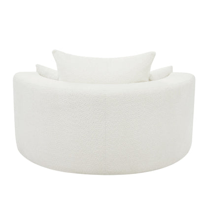 Fauteuil d'appoint en chenille, fauteuil rond avec base pivotante à 360 degrés et 3 coussins amovibles