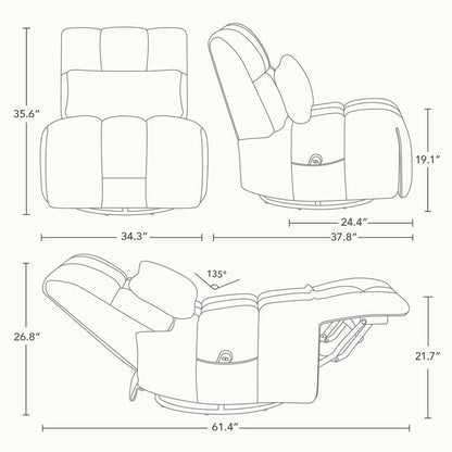 Fauteuil inclinable électrique Cole pivotant avec support lombaire