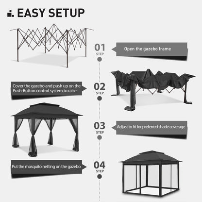 Gazebo escamotable en acier Cozywor de 11 pi x 11 pi avec moustiquaire