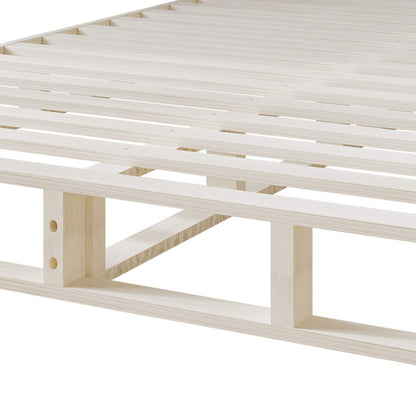 Sommier à ressorts en bois massif CraftPorch de 5 pouces avec lattes en bois et revêtement en lin gris chaud