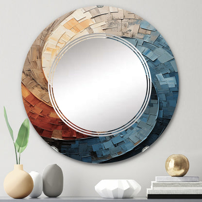 Miroir mural moderne abstrait en spirale avec collage Designart