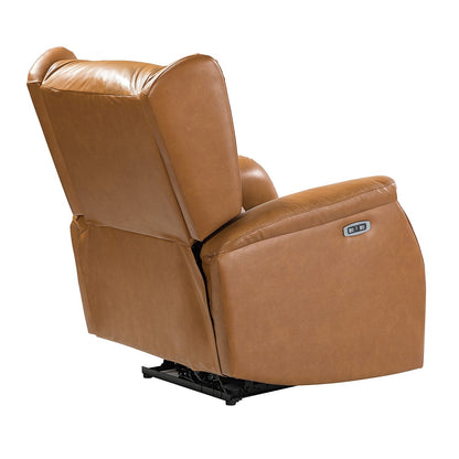 Fauteuil inclinable électrique en cuir véritable Eduardo avec port USB, lot de 2