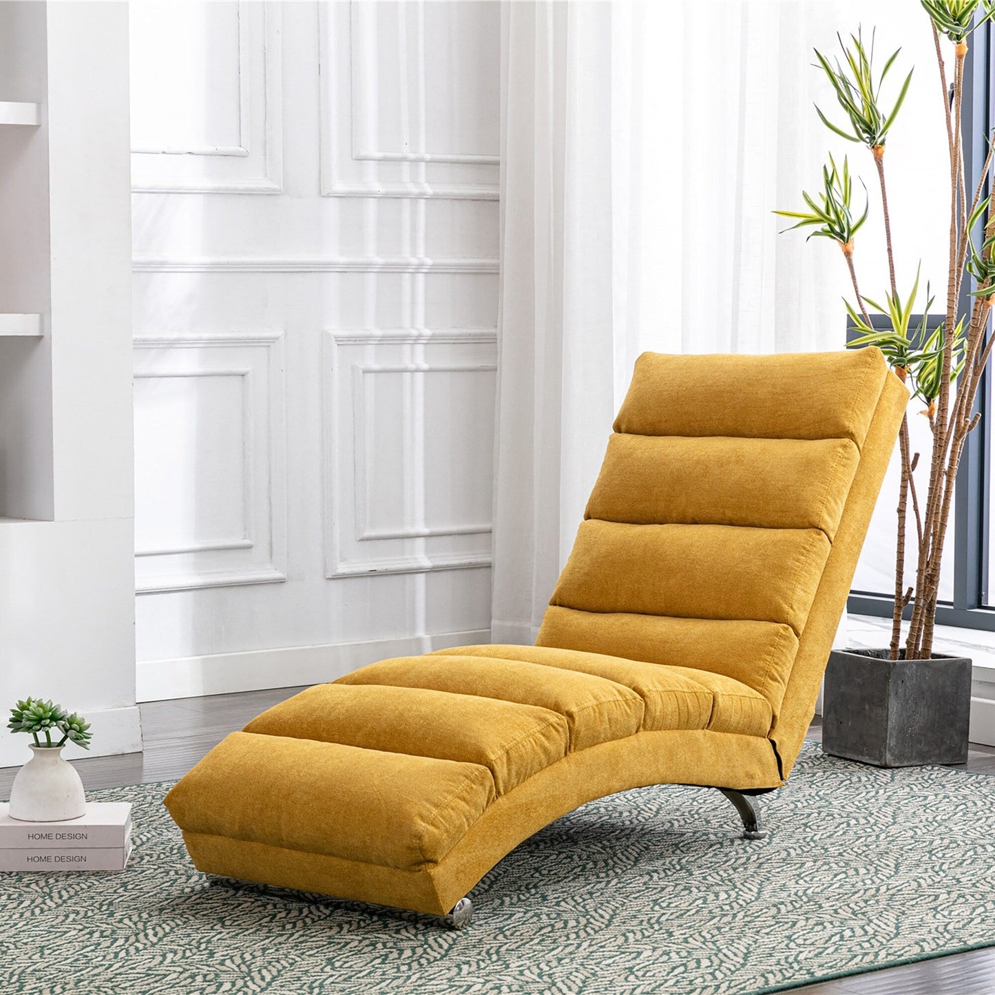 Chaise longue de massage ergonomique en lin, inclinable, capitonnée et rembourrée, avec télécommande et 5 modes de vibration