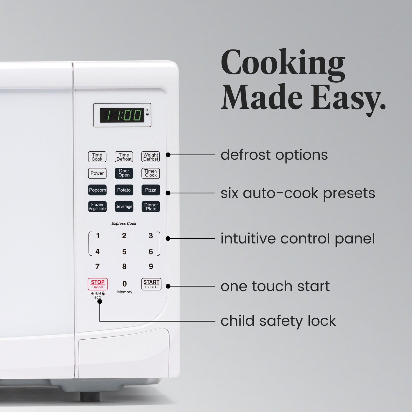 Four à micro-ondes de comptoir Farberware de 1 000 W et 1,1 pi³ avec éclairage LED et verrouillage enfant