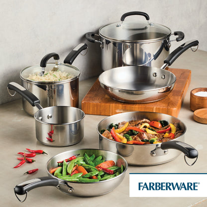 Batterie de cuisine Farberware Brilliance en acier inoxydable, 10 pièces