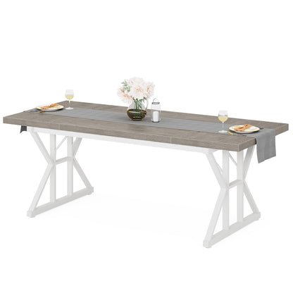 Table à manger de style ferme pour 6 personnes, table de cuisine rectangulaire en bois de 70,8 pouces