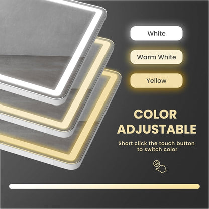 Miroir de sol avec éclairage LED, 64 x 21, miroir pleine longueur avec support, miroir suspendu, miroir mural, miroir intégral