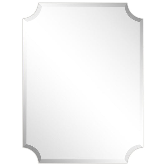 Miroir mural biseauté festonné rectangulaire sans cadre, pour salle de bain, coiffeuse, chambre à coucher, 1 bord biseauté - Transparent