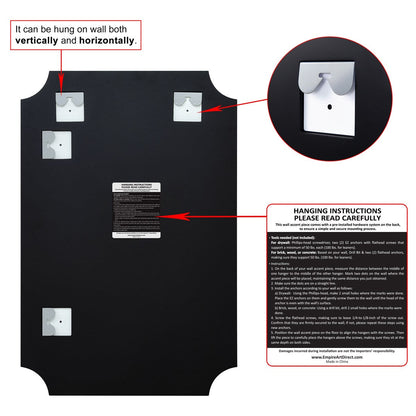 Miroir mural biseauté festonné rectangulaire sans cadre, pour salle de bain, coiffeuse, chambre à coucher, 1 bord biseauté - Transparent