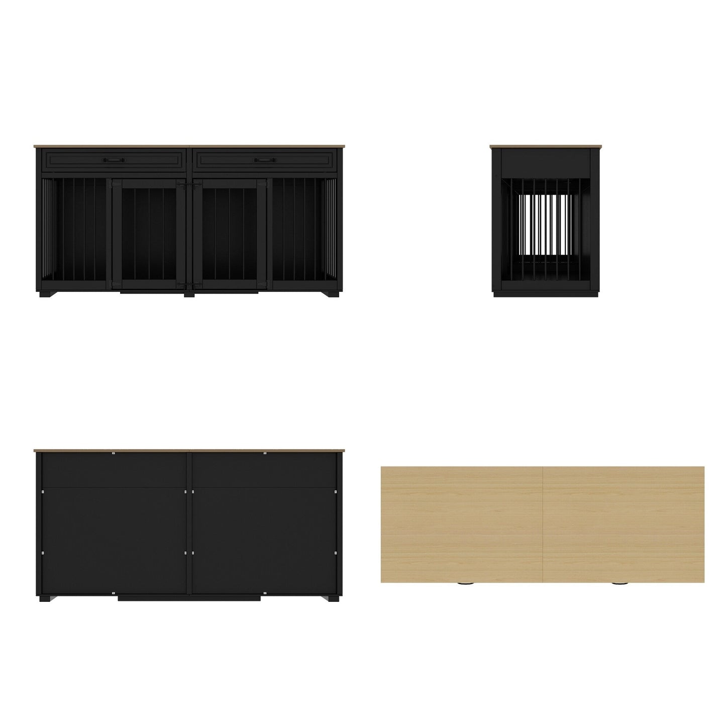 Cage pour chien de style meuble, niche en bois de 64,5 pouces pour grand chien