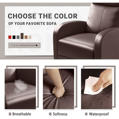 Canapé inclinable en cuir PU Furniwell avec siège et dossier rembourrés.