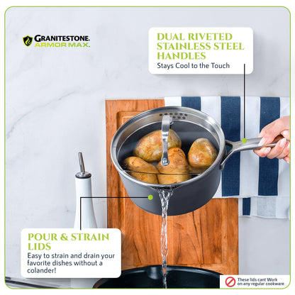 Batterie de cuisine anodisée dure Granitestone Armor Max 14 pièces