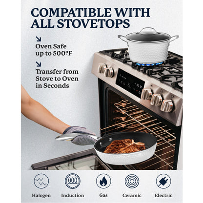 Batterie de cuisine antiadhésive martelée Granitestone Charleston 15 pièces