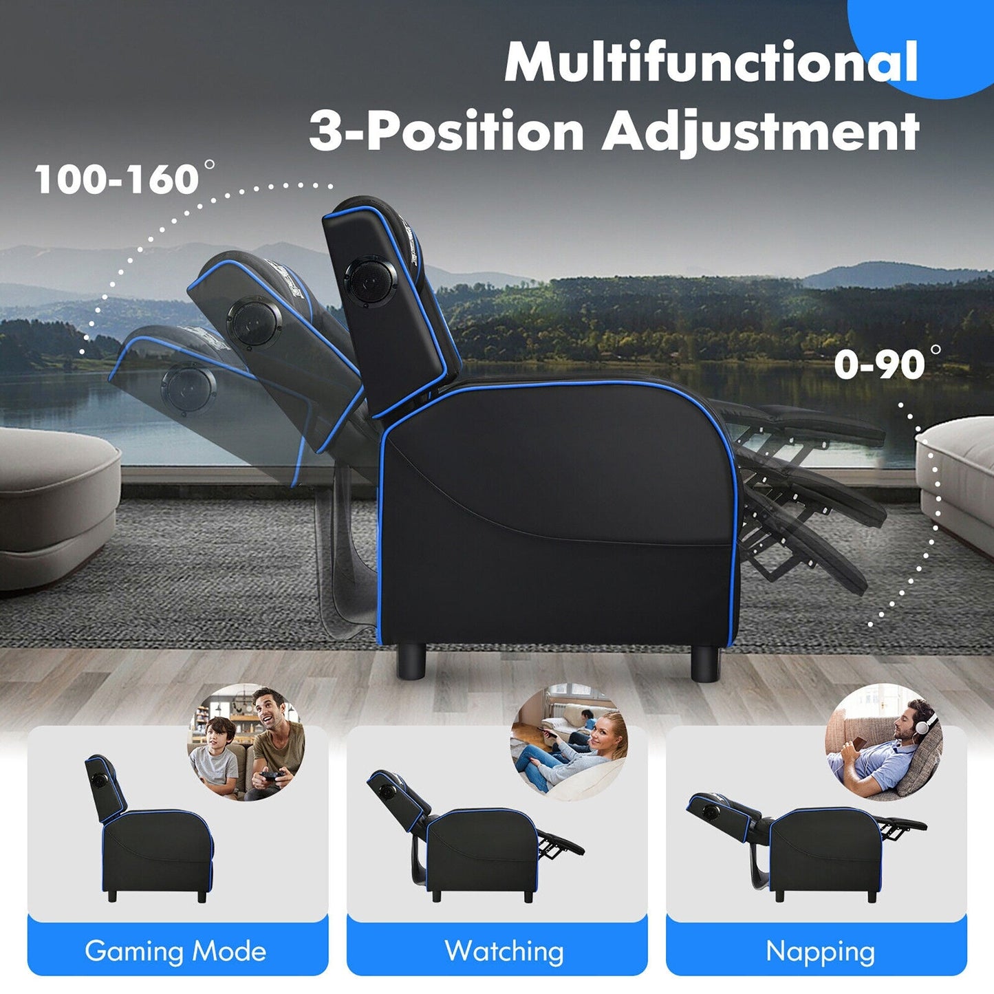 Fauteuil de massage inclinable Gymax en cuir synthétique