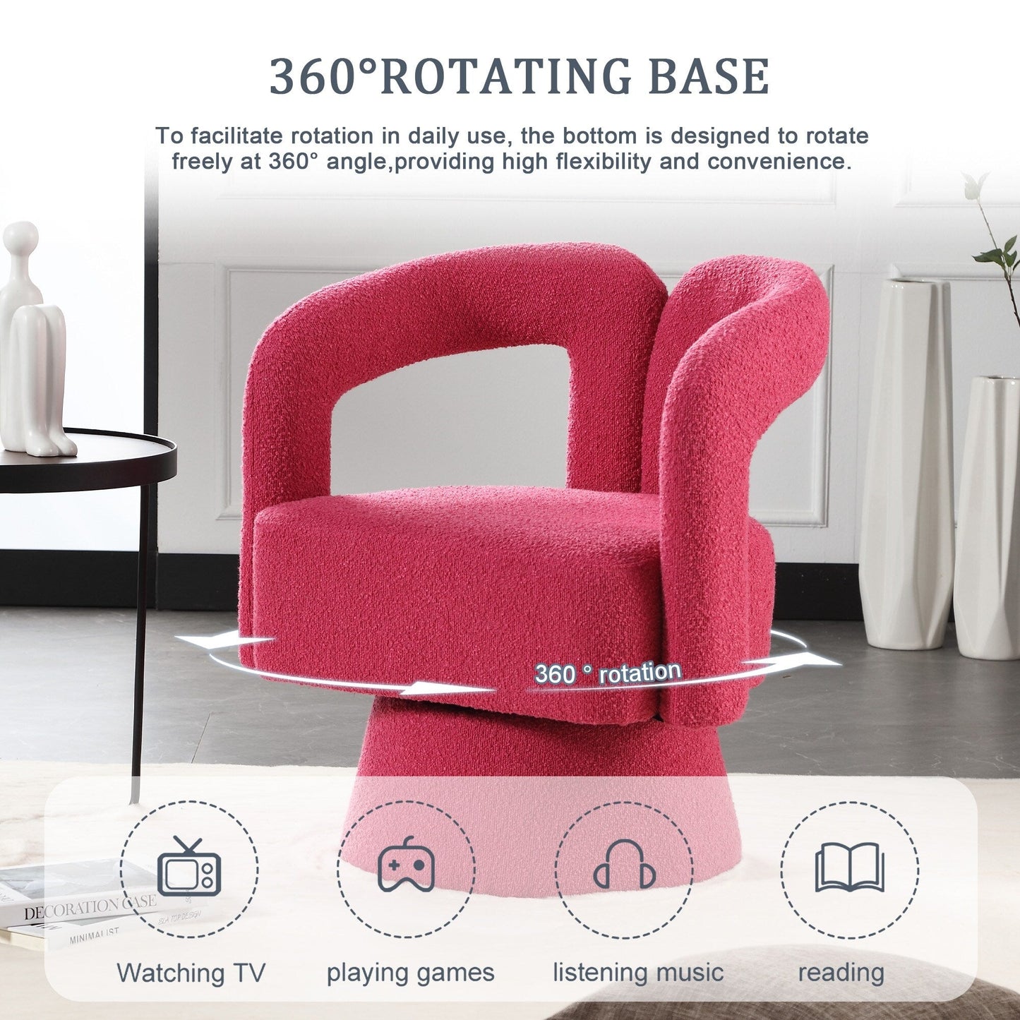 Fauteuils d'appoint pivotants à 360 degrés rembourrés Boucle de HOMEFUN
