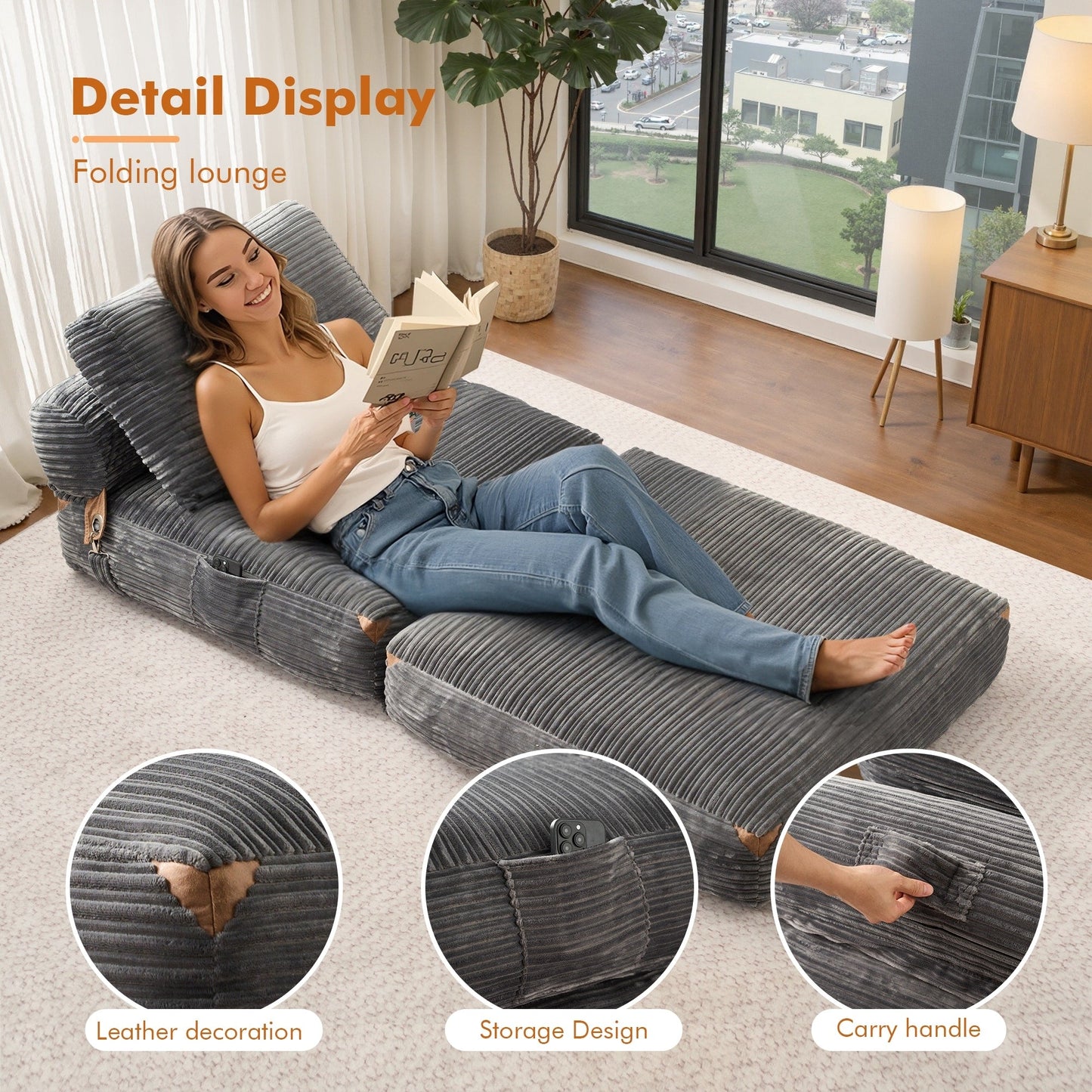 Canapé pliant moderne en velours côtelé HOOOWOOO