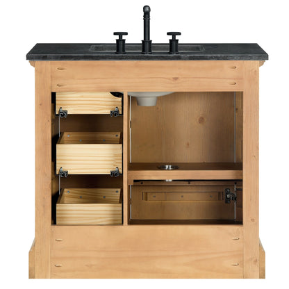 Meuble-lavabo Hervas avec plateau en marbre naturel sans miroir