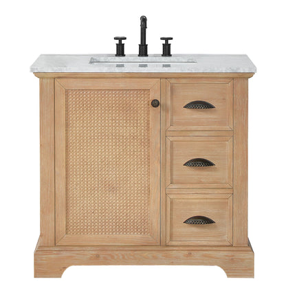 Meuble-lavabo Hervas avec plateau en marbre naturel sans miroir