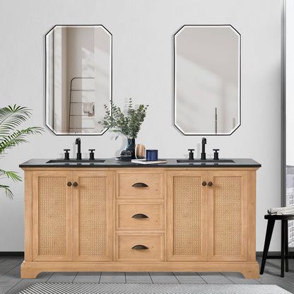 Meuble-lavabo Hervas avec plateau en marbre naturel sans miroir