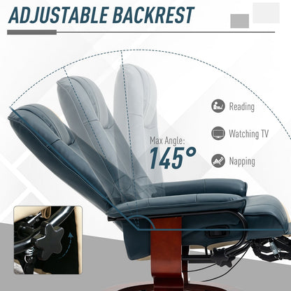 Fauteuil inclinable pivotant manuel réglable en similicuir HomCom avec repose-pieds confortable et relaxant