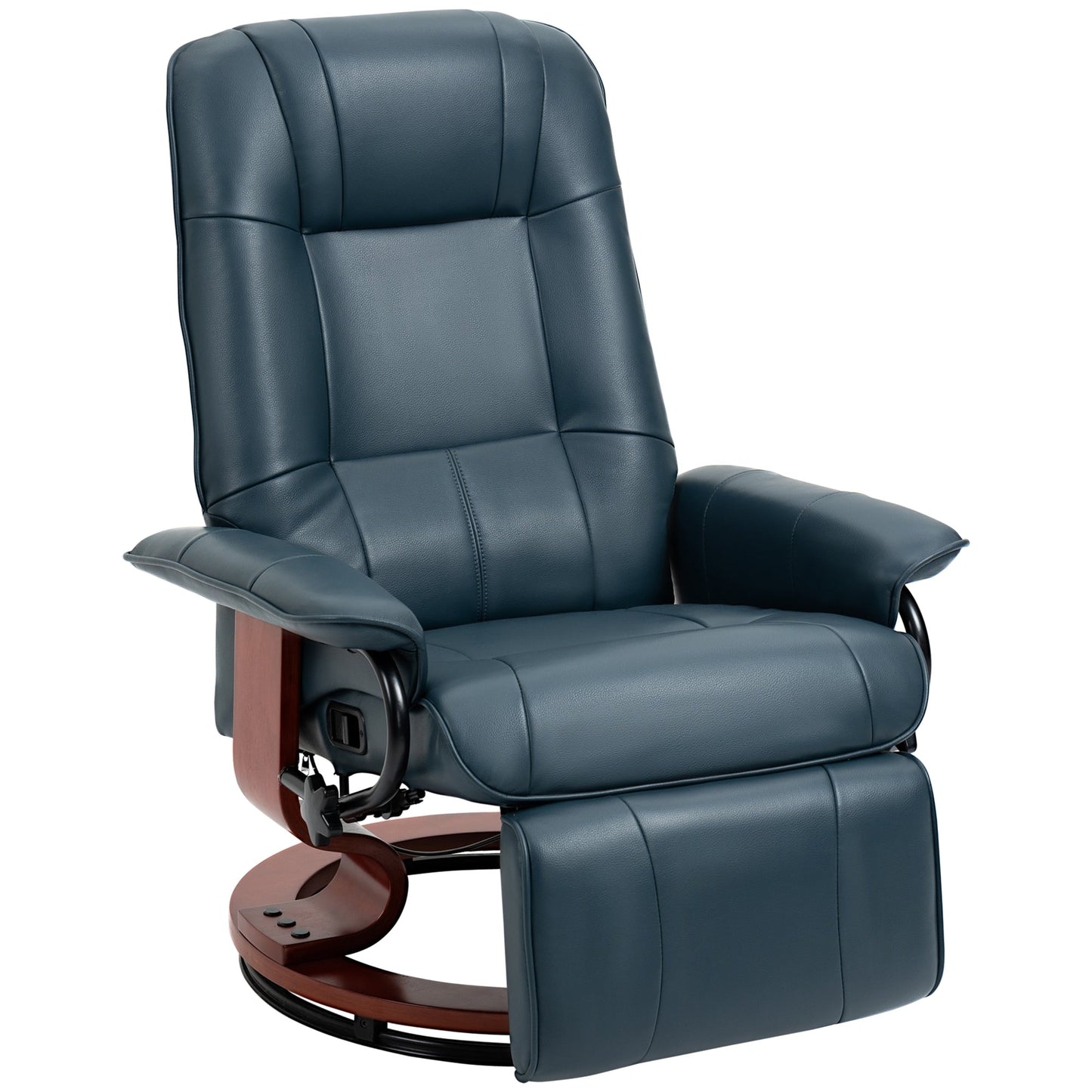 Fauteuil inclinable pivotant manuel réglable en similicuir HomCom avec repose-pieds confortable et relaxant