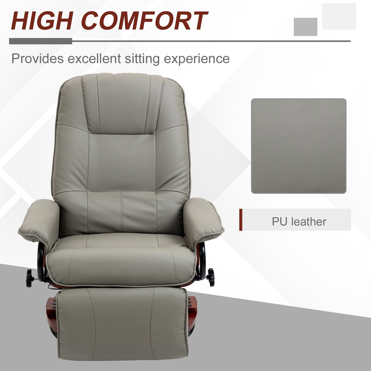 Fauteuil inclinable pivotant manuel réglable en similicuir HomCom avec repose-pieds confortable et relaxant