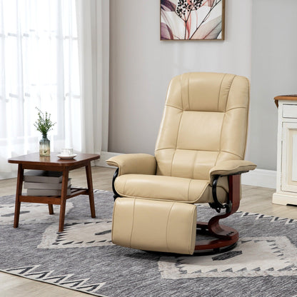Fauteuil inclinable pivotant manuel réglable en similicuir HomCom avec repose-pieds confortable et relaxant