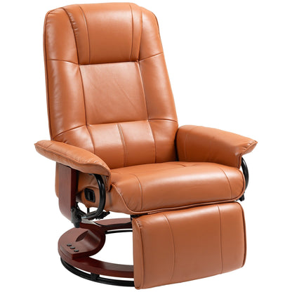 Fauteuil inclinable pivotant manuel réglable en similicuir HomCom avec repose-pieds confortable et relaxant