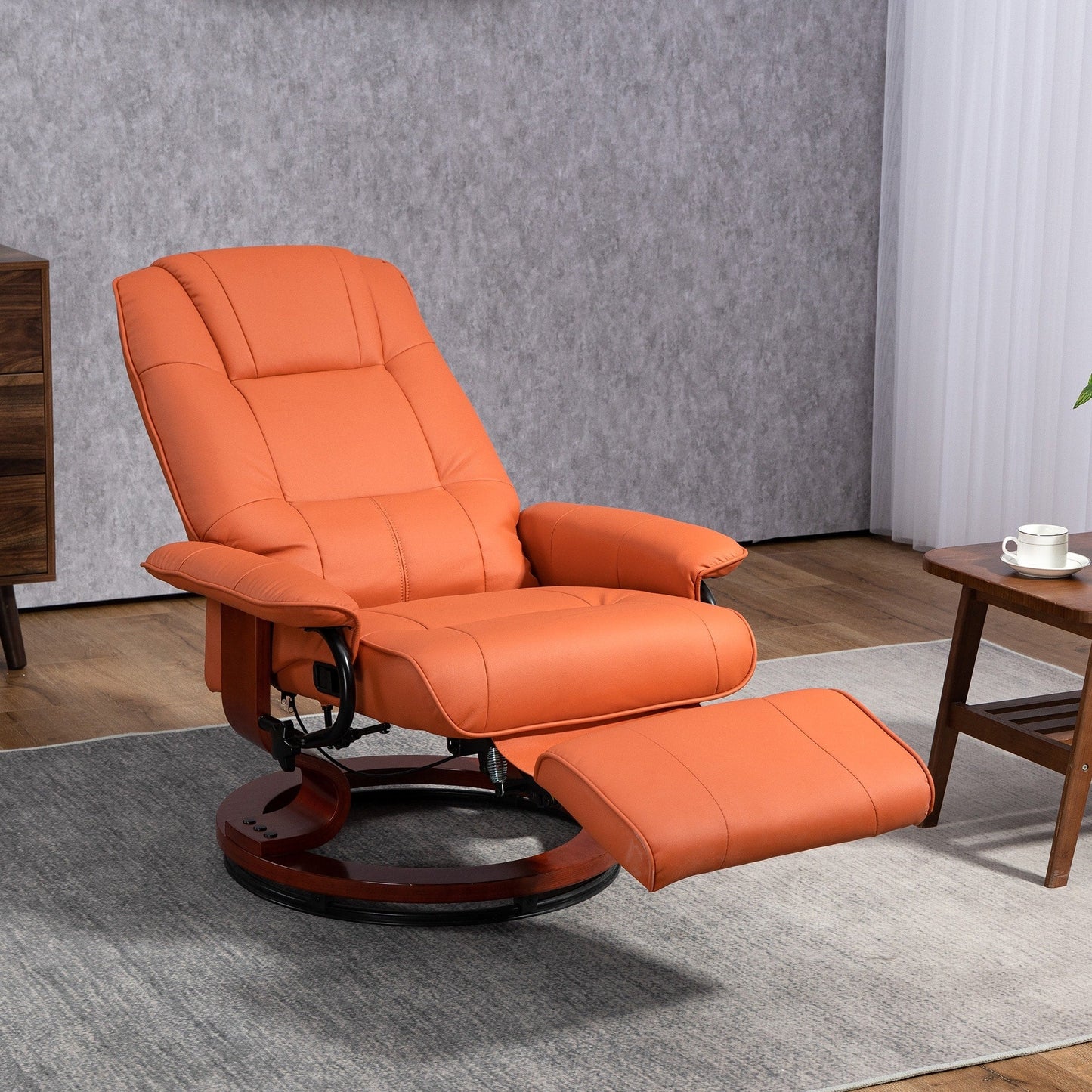 Fauteuil inclinable pivotant manuel réglable en similicuir HomCom avec repose-pieds confortable et relaxant