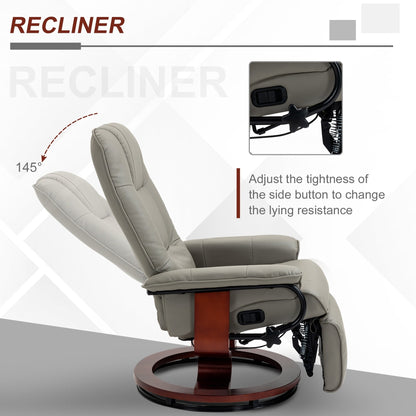 Fauteuil inclinable pivotant manuel réglable en similicuir HomCom avec repose-pieds confortable et relaxant