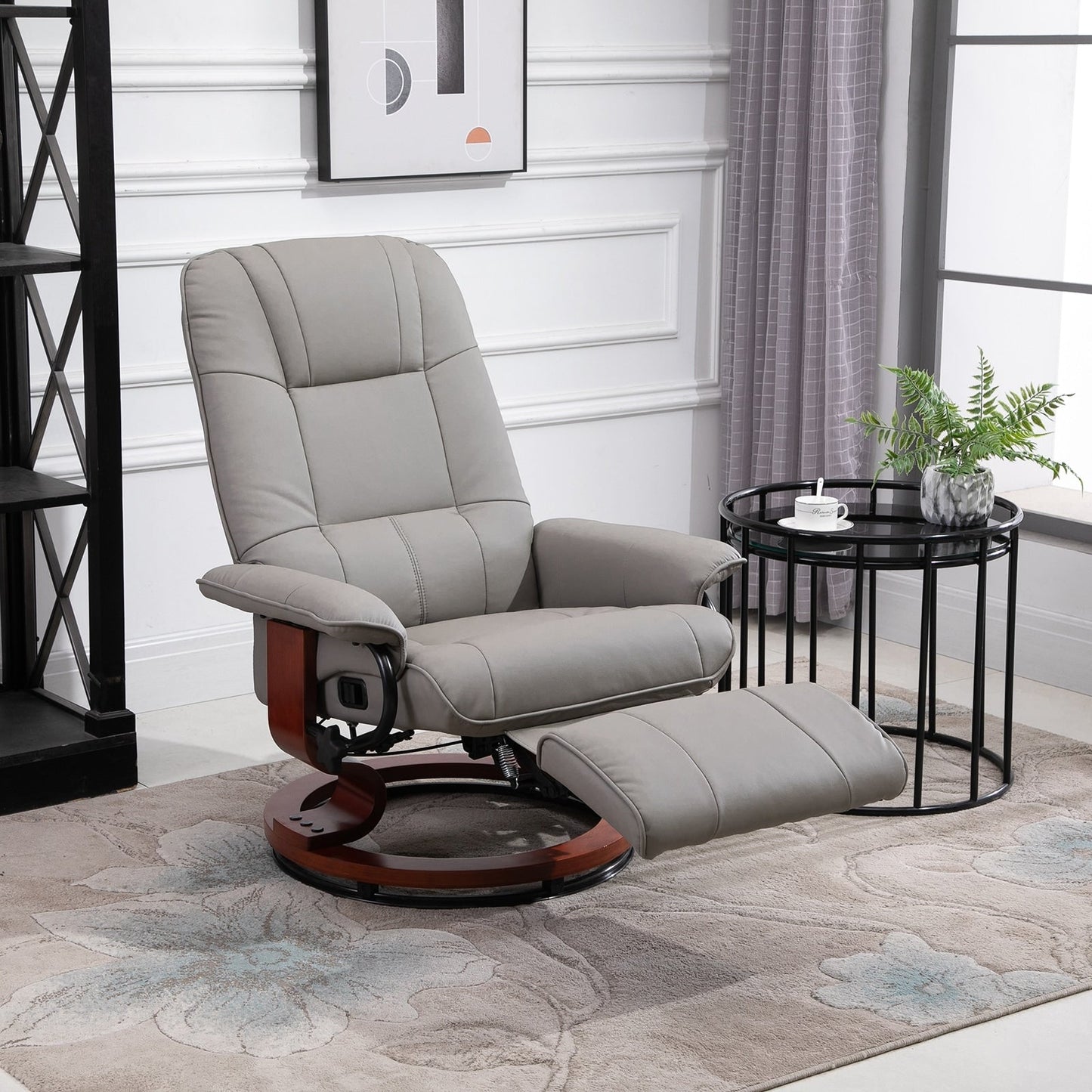 Fauteuil inclinable pivotant manuel réglable en similicuir HomCom avec repose-pieds confortable et relaxant