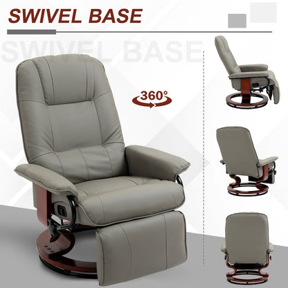 Fauteuil inclinable pivotant manuel réglable en similicuir HomCom avec repose-pieds confortable et relaxant