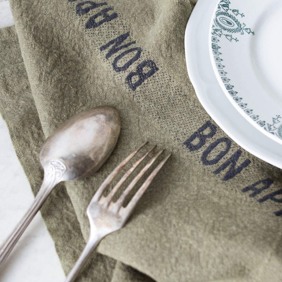 Lot de 4 serviettes Bon Appetit | Avocat et noir