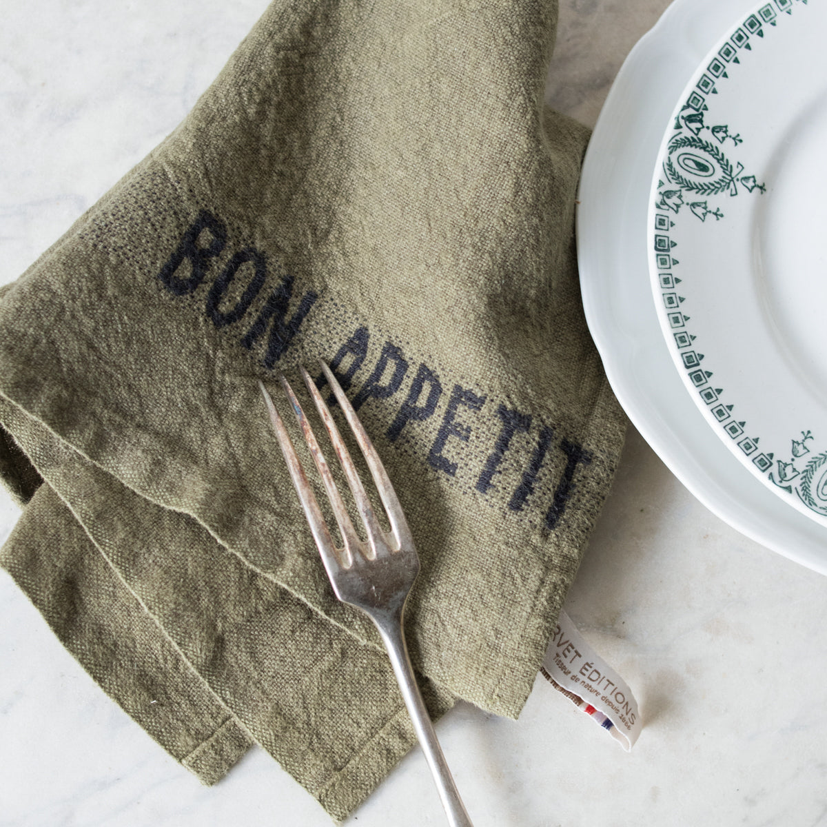 Lot de 4 serviettes Bon Appetit | Avocat et noir