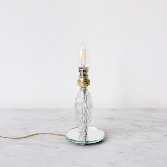 Lampe d'appoint en verre avec base en miroir