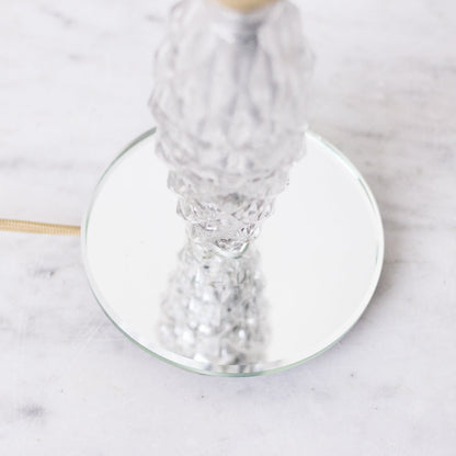 Lampe d'appoint en verre avec base en miroir