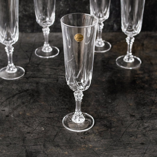 Ensemble de 6 flûtes à champagne en cristal
