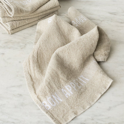 Lot de 4 serviettes Bon Appetit | Naturelles et blanches