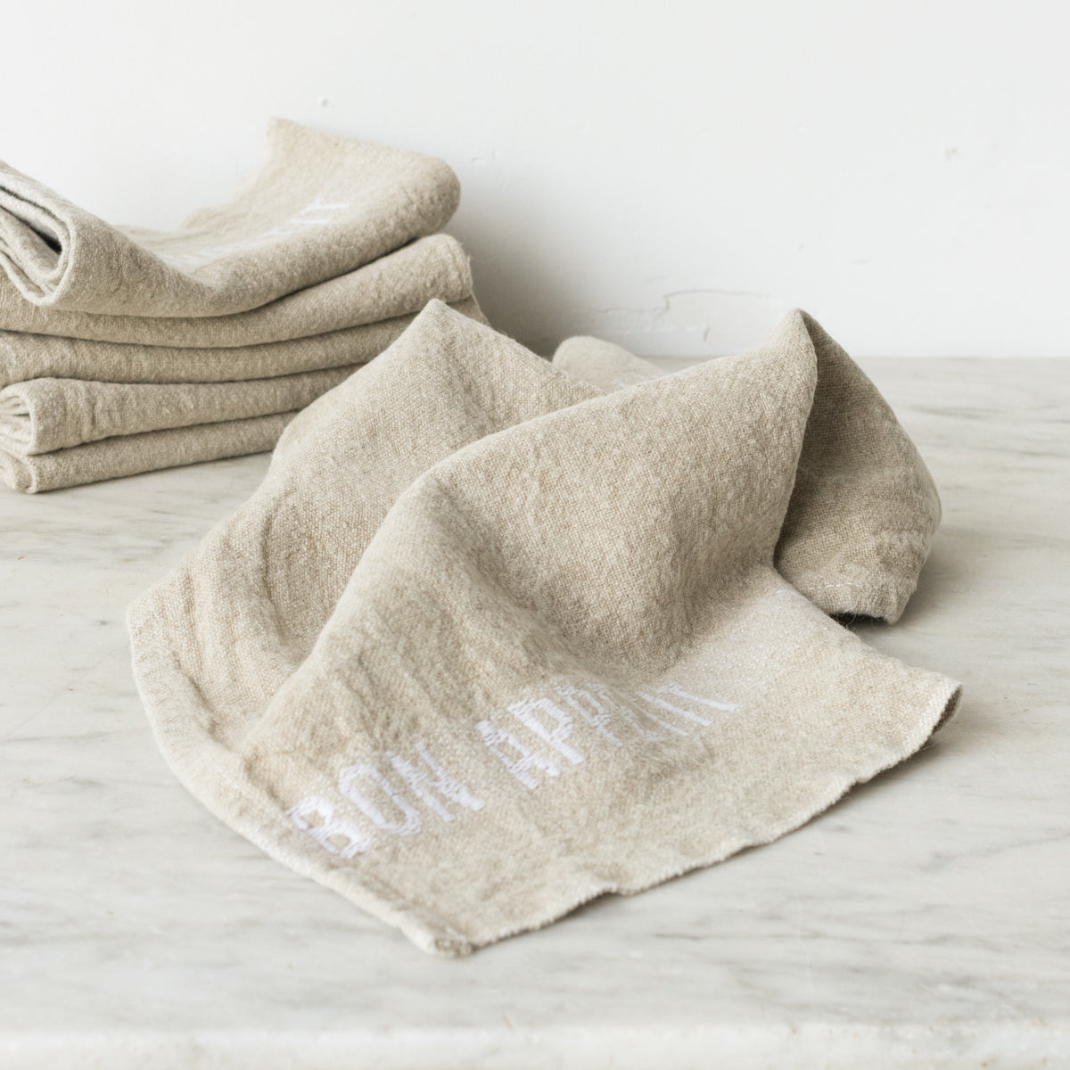 Lot de 4 serviettes Bon Appetit | Naturelles et blanches